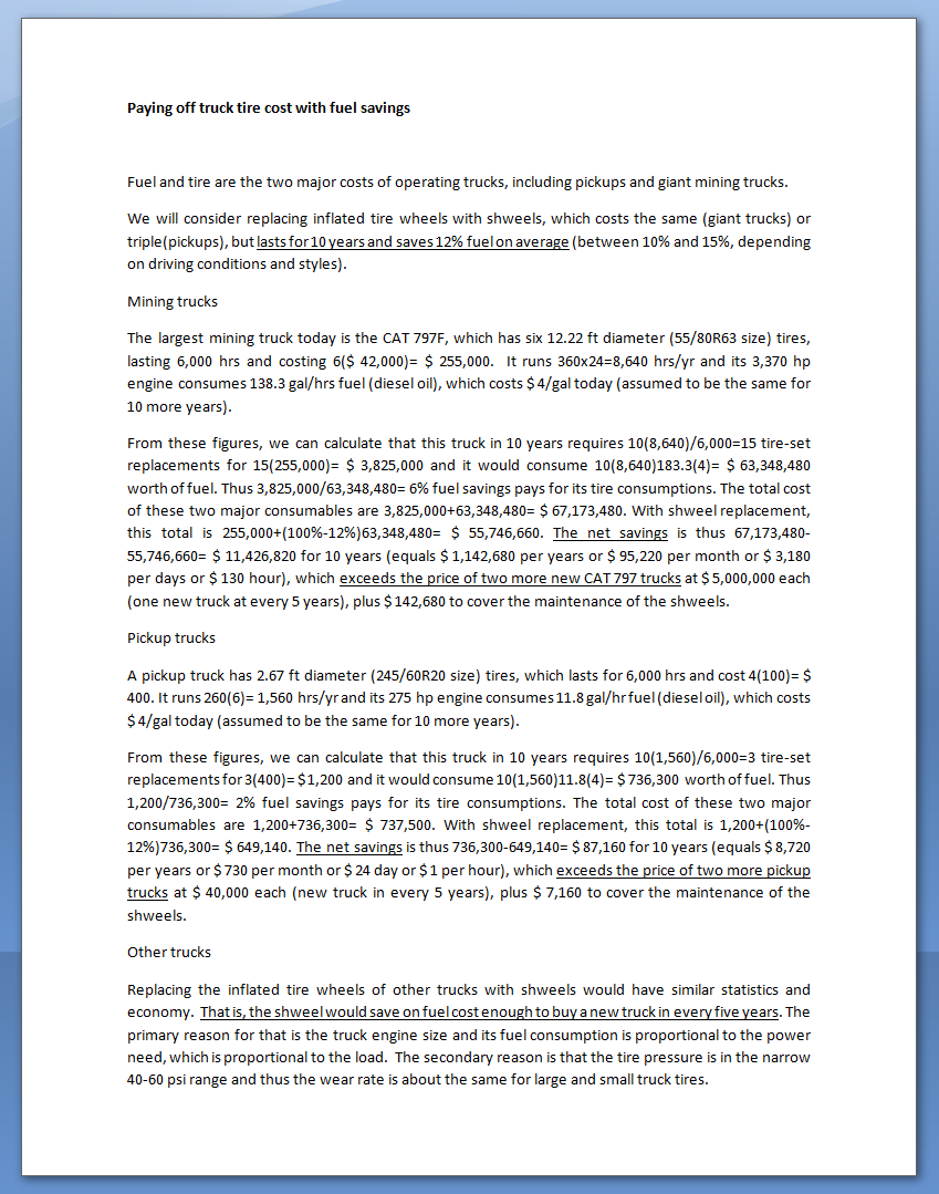 Paying off tire cost with fuel savings